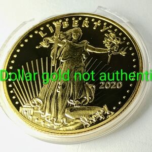 Gold Tone American Eagle Style Coin - 2020 Not Authentic 20dollar Gold Noltu Rea